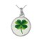 Gem And Harmony Four Leaf Clover Charm Pendant Necklace In Sterling Silver with Chain